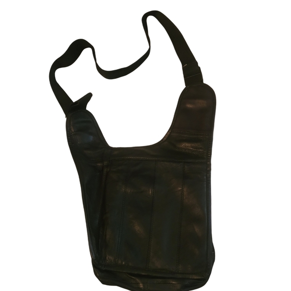 Black Soft Leather Crossbody Bag - Picture 7 of 7